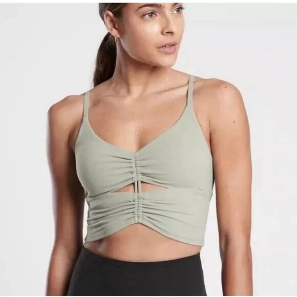 Athleta Other - NWT Athleta Cinch Longline Sports Bra A-C Sage Sage Green Ruched Front Yoga M